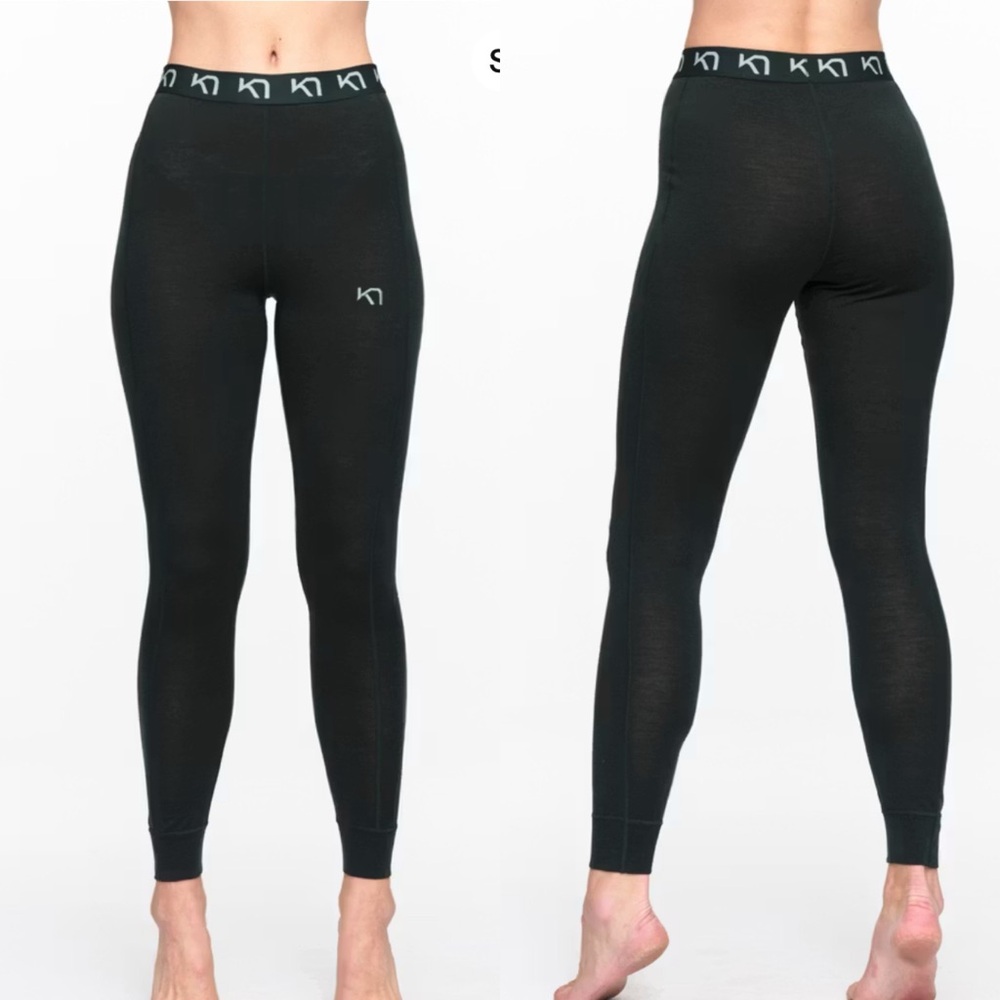 Kari Traa Klara High Waisted Baselayer Pants 100% Merino Wool - Pine Green - Picture 3 of 11